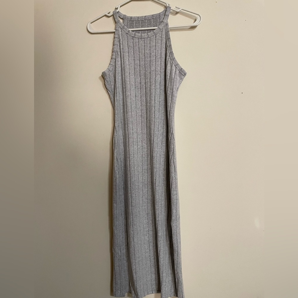NWT Womens Gray Halter Ribbed Bodycon Sweater Midi Dress - Picture 10 of 17